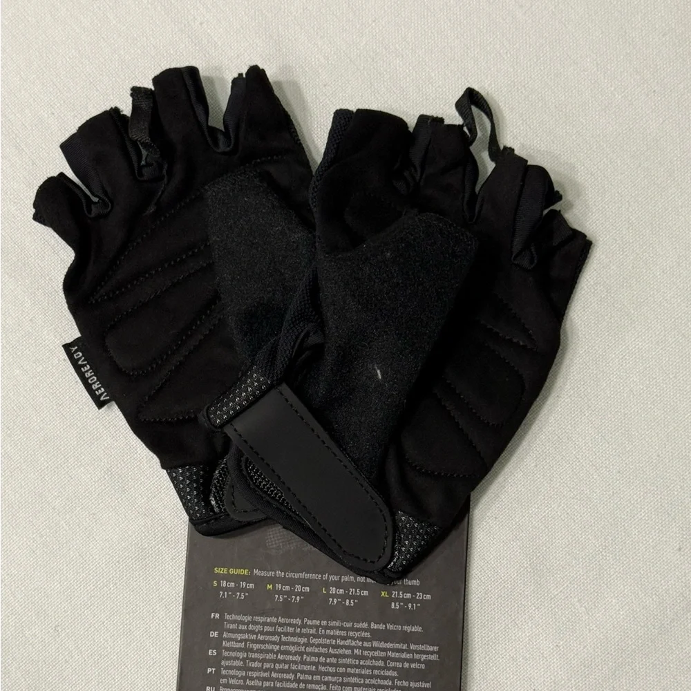 adidas Aeroready Essential Adjustable Training Gloves Fingerless Black Neon Logo